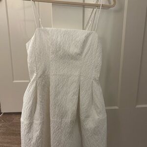 White Textured Sleeveless Dress
